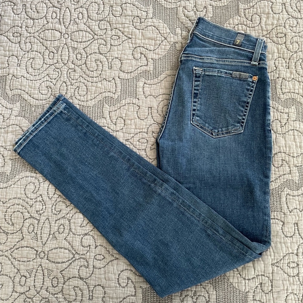 7 For All Mankind Blue Straight Leg Jeans
